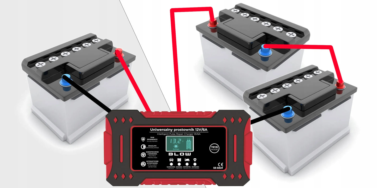 Automatinis išmanusis akumuliatoriaus įkroviklis BLOW LCD 12V 6A