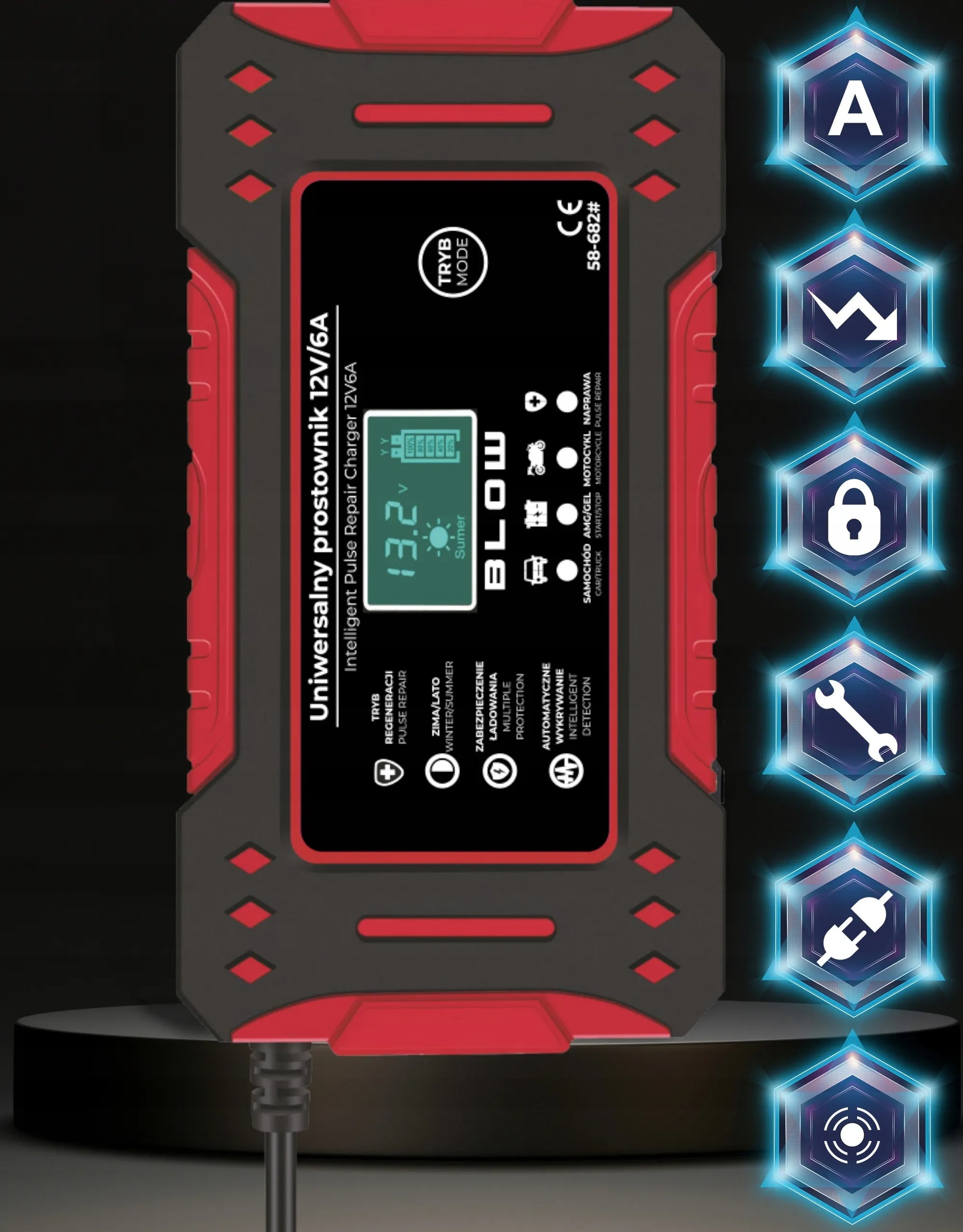 Automatinis išmanusis akumuliatoriaus įkroviklis BLOW LCD 12V 6A
