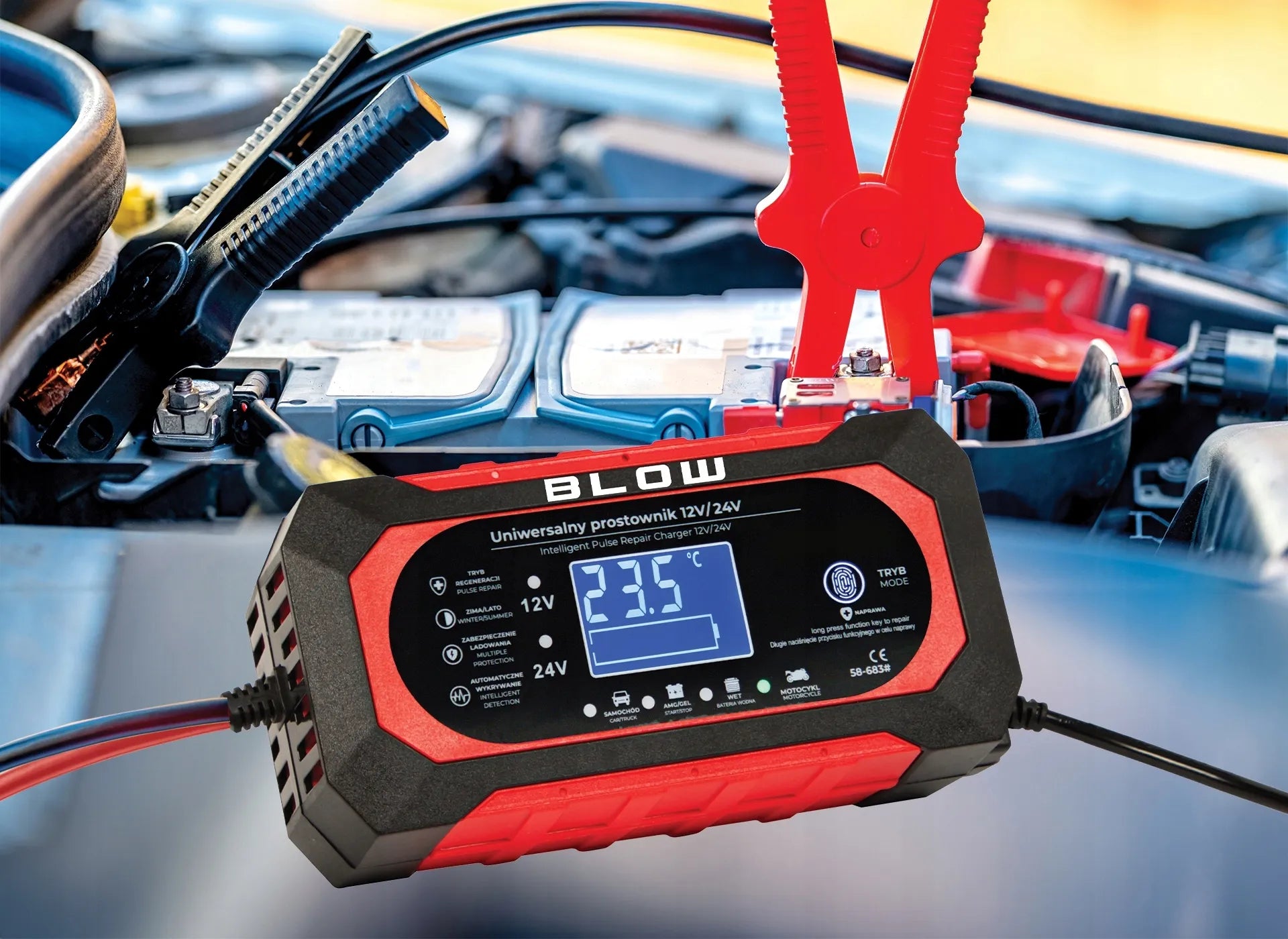 AUTOMATINIS IŠMANUSIS AKUMULIATORIAUS ĮKROVIKLIS LCD 24V 12V 8A