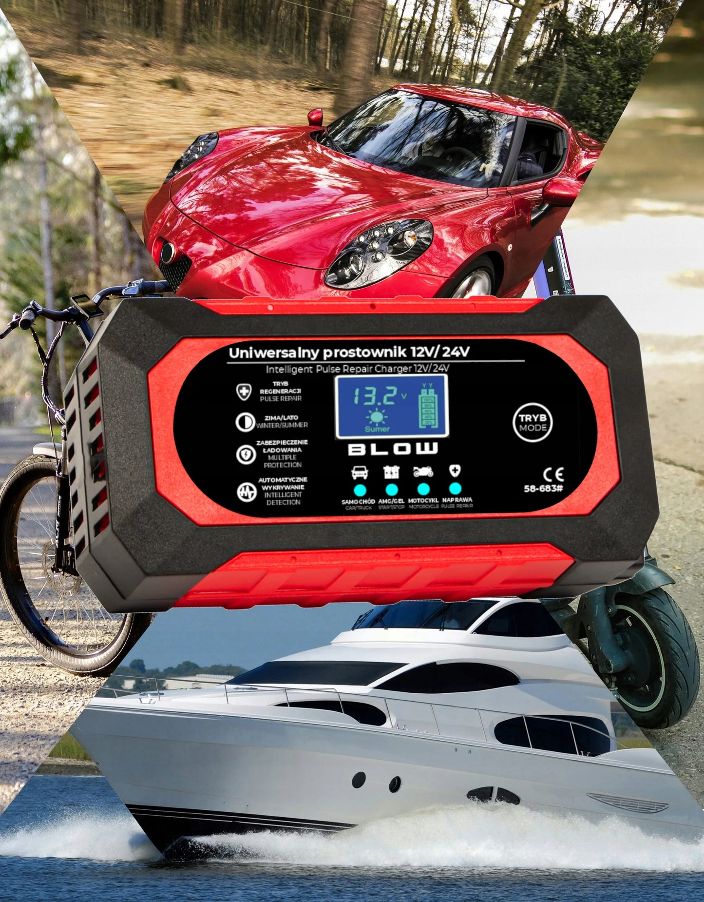 AUTOMATINIS IŠMANUSIS AKUMULIATORIAUS ĮKROVIKLIS LCD 24V 12V 8A