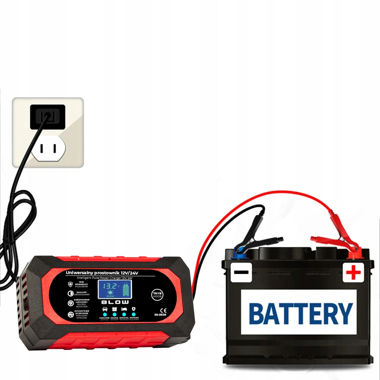 AUTOMATINIS IŠMANUSIS AKUMULIATORIAUS ĮKROVIKLIS LCD 24V 12V 8A