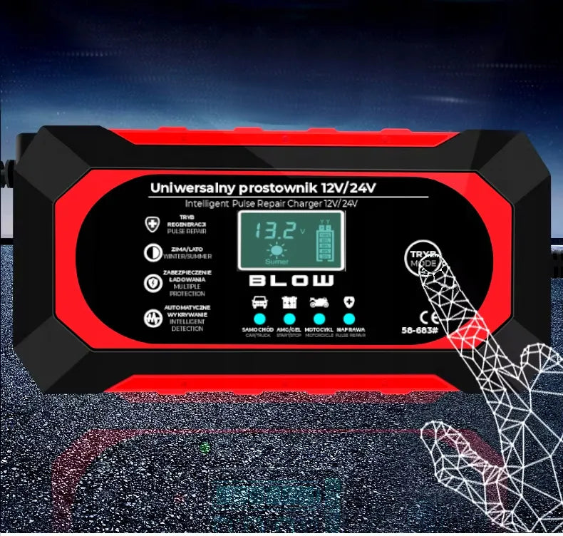 AUTOMATINIS IŠMANUSIS AKUMULIATORIAUS ĮKROVIKLIS LCD 24V 12V 8A