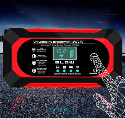 AUTOMATINIS IŠMANUSIS AKUMULIATORIAUS ĮKROVIKLIS LCD 24V 12V 8A