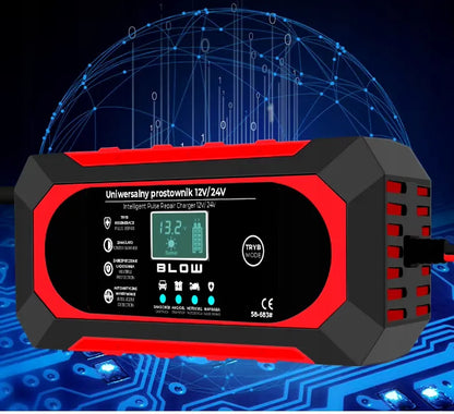 AUTOMATINIS IŠMANUSIS AKUMULIATORIAUS ĮKROVIKLIS LCD 24V 12V 8A