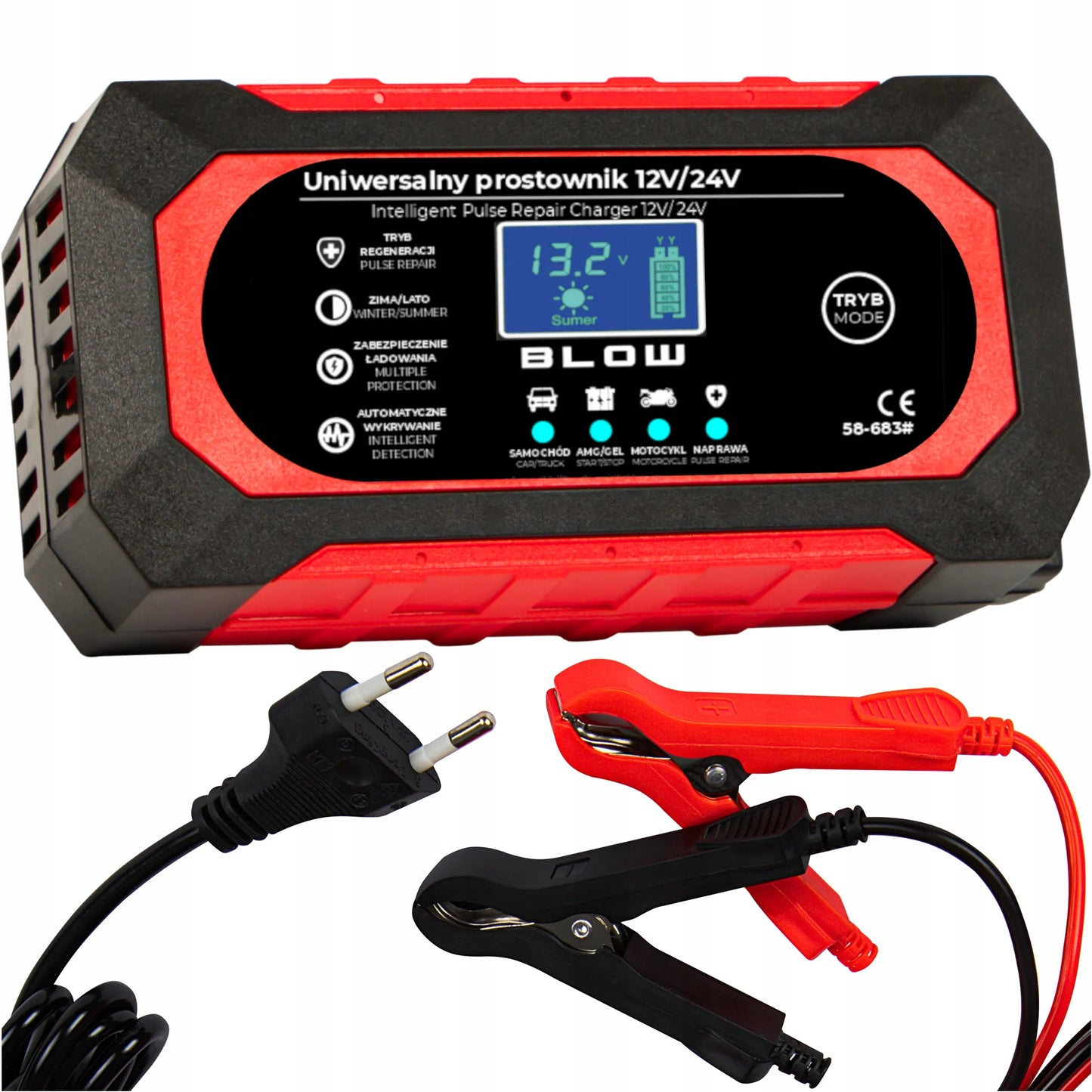 AUTOMATINIS IŠMANUSIS AKUMULIATORIAUS ĮKROVIKLIS LCD 24V 12V 8A