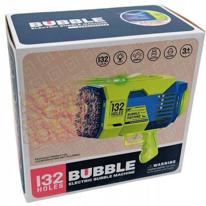 Automatinis muilo burbulų pistoletas Coil 132 skylutės bazuka su skysčiu žalias