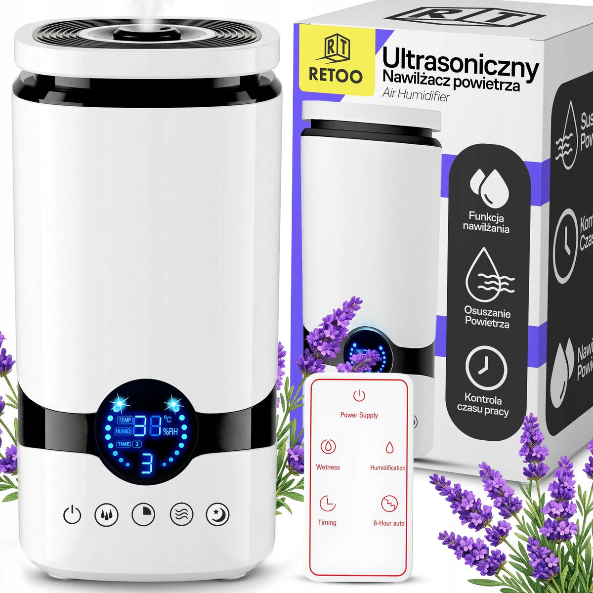Automatinis oro drėkintuvas RETOO E682 + aromaterapija 2 viename kvapų difuzorius