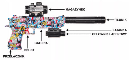 Automatinis pistoletas DEAGLE CS vandeniniams gelio rutuliukams 7-8 mm