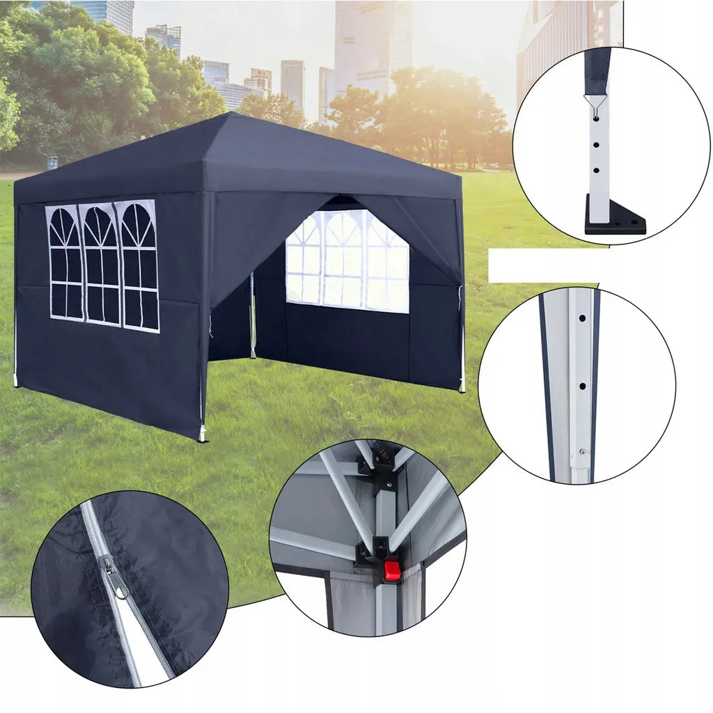 Automatinis sodo paviljonas prekybinė palapinė 3 × 3 m su 4 sienelėmis