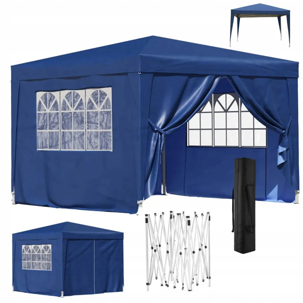 Automatinis sodo paviljonas prekybinė palapinė 3 × 3 m su 4 sienelėmis