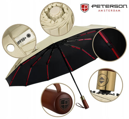 Automatinis sulankstomas Peterson skėtis su dėklu, baltas