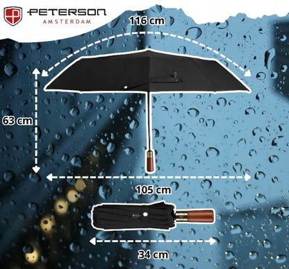 Automatinis sulankstomas skėtis Peterson, su dėklu, juodas