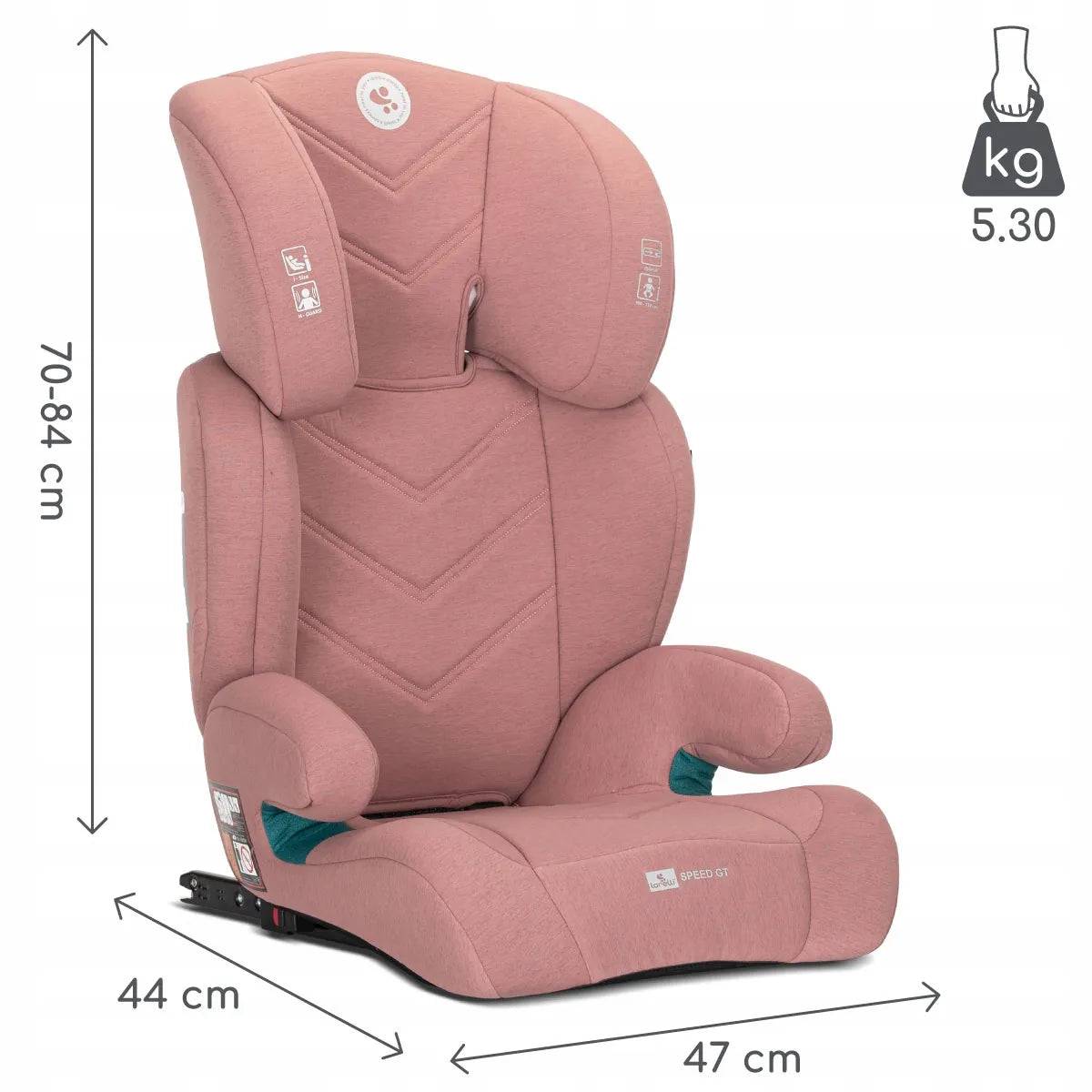 Automobilinė kėdutė „Lorelli Speed GT“, 15–36 kg, ISOFIX, i-Size, 100–150 cm, rožinė