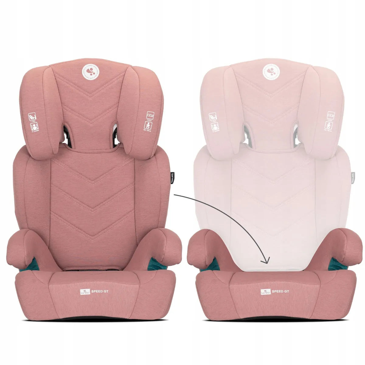 Automobilinė kėdutė „Lorelli Speed GT“, 15–36 kg, ISOFIX, i-Size, 100–150 cm, rožinė