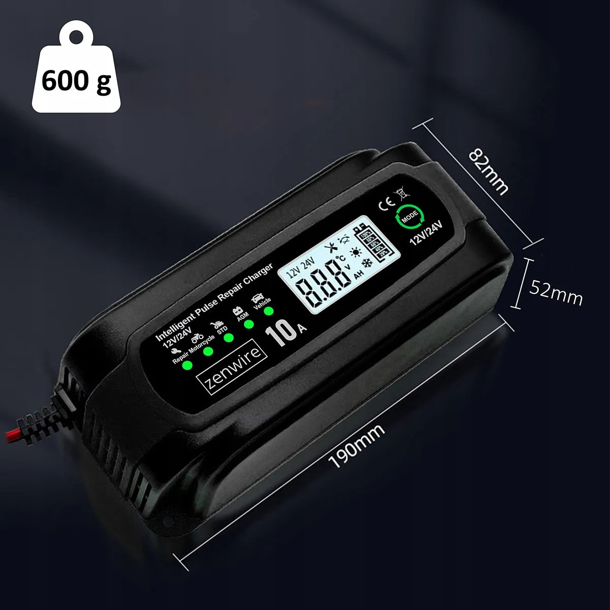 Automobilinis akumuliatorių įkroviklis su remonto funkcija 12V 24V 10A