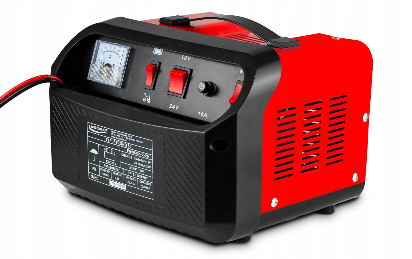 Automobilinis akumuliatorių kroviklis su paleidimo funkcija WELDMAN STRONG 50 12V 24V transformatorinis
