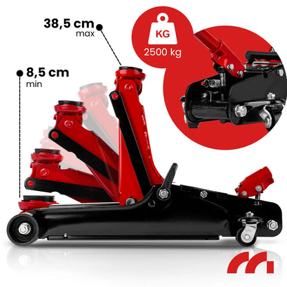 Automobilinis domkratas „žaba“ žemo profilio hidraulinis 385 mm 2,5 t