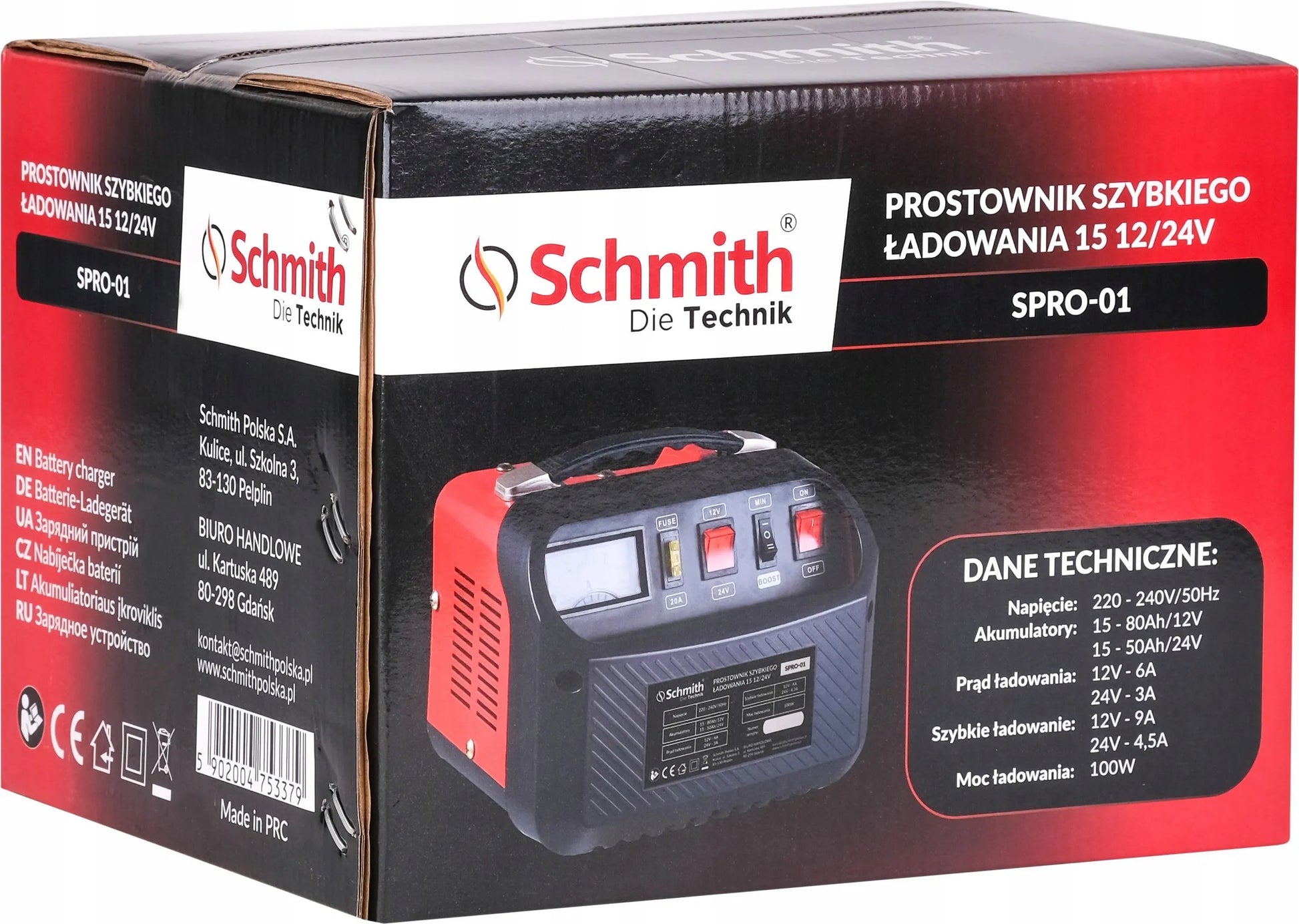 Automobilinis greitojo įkrovimo įkroviklis Schmith 12/24V