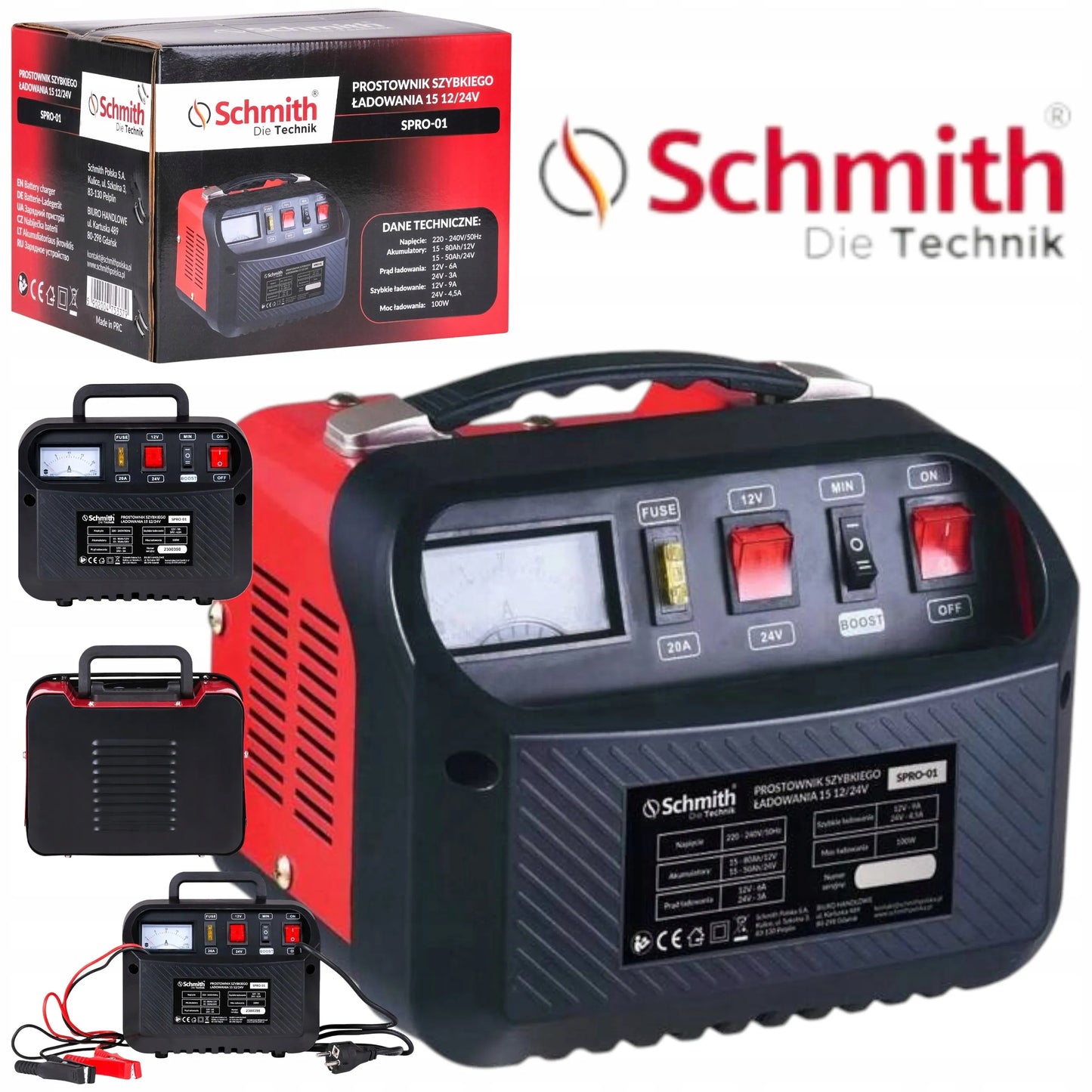 Automobilinis greitojo įkrovimo įkroviklis Schmith 12/24V