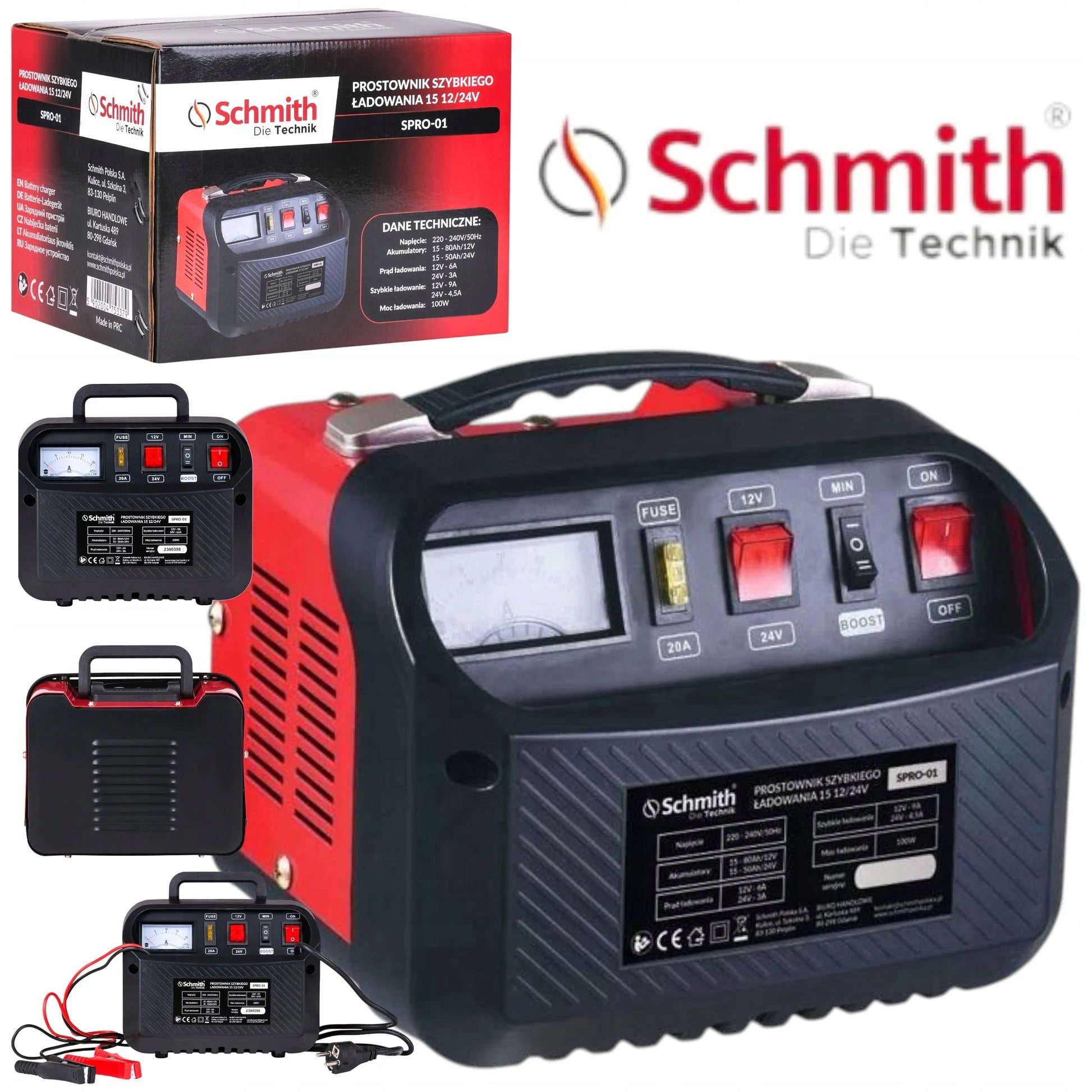 Automobilinis greitojo įkrovimo įkroviklis Schmith 12/24V