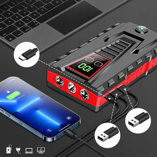 Automobilinis jump starteris 99800mAh boosteris maitinimo bankas 12V 600A