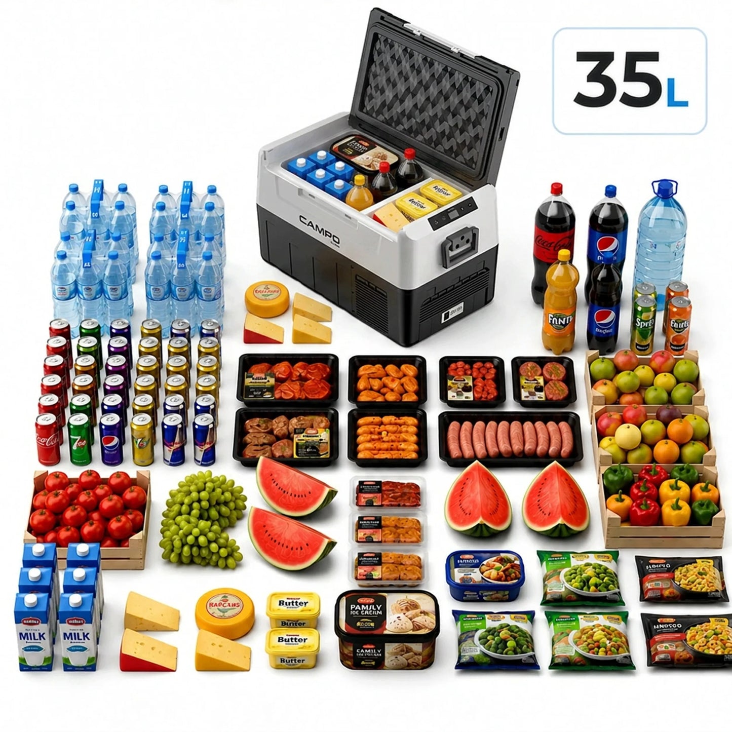 Automobilinis kompresorinis šaldytuvas Boste 35L -20°C GALINGAS 12V 24V