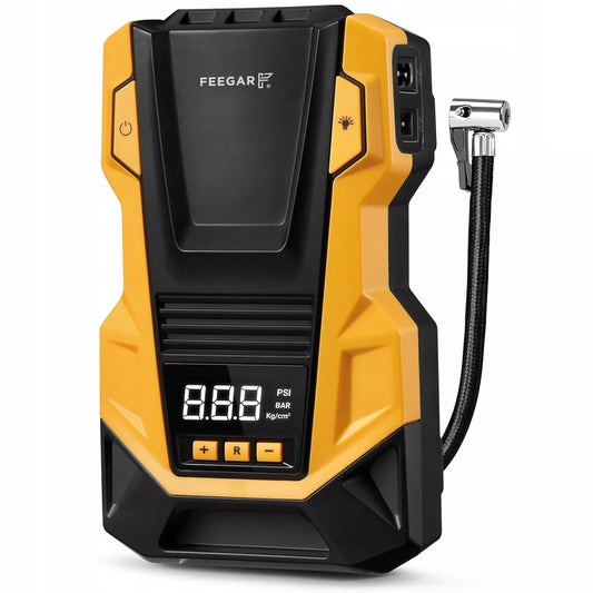 Automobilinis kompresorius 12V 230V Feegar, nešiojamas siurblys ratams su LED