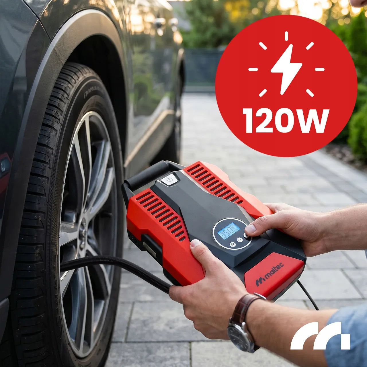Automobilinis kompresorius 12V oro pompa nešiojama padangoms su LED žibintuvėliu
