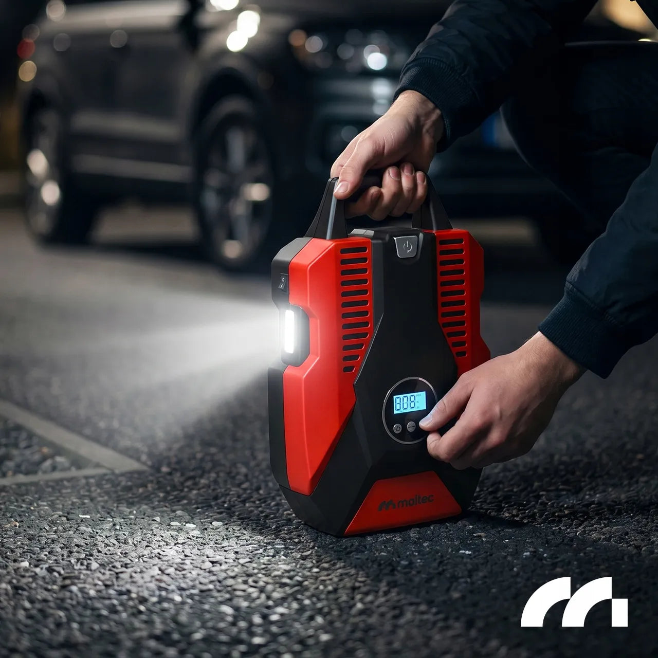 Automobilinis kompresorius 12V oro pompa nešiojama padangoms su LED žibintuvėliu
