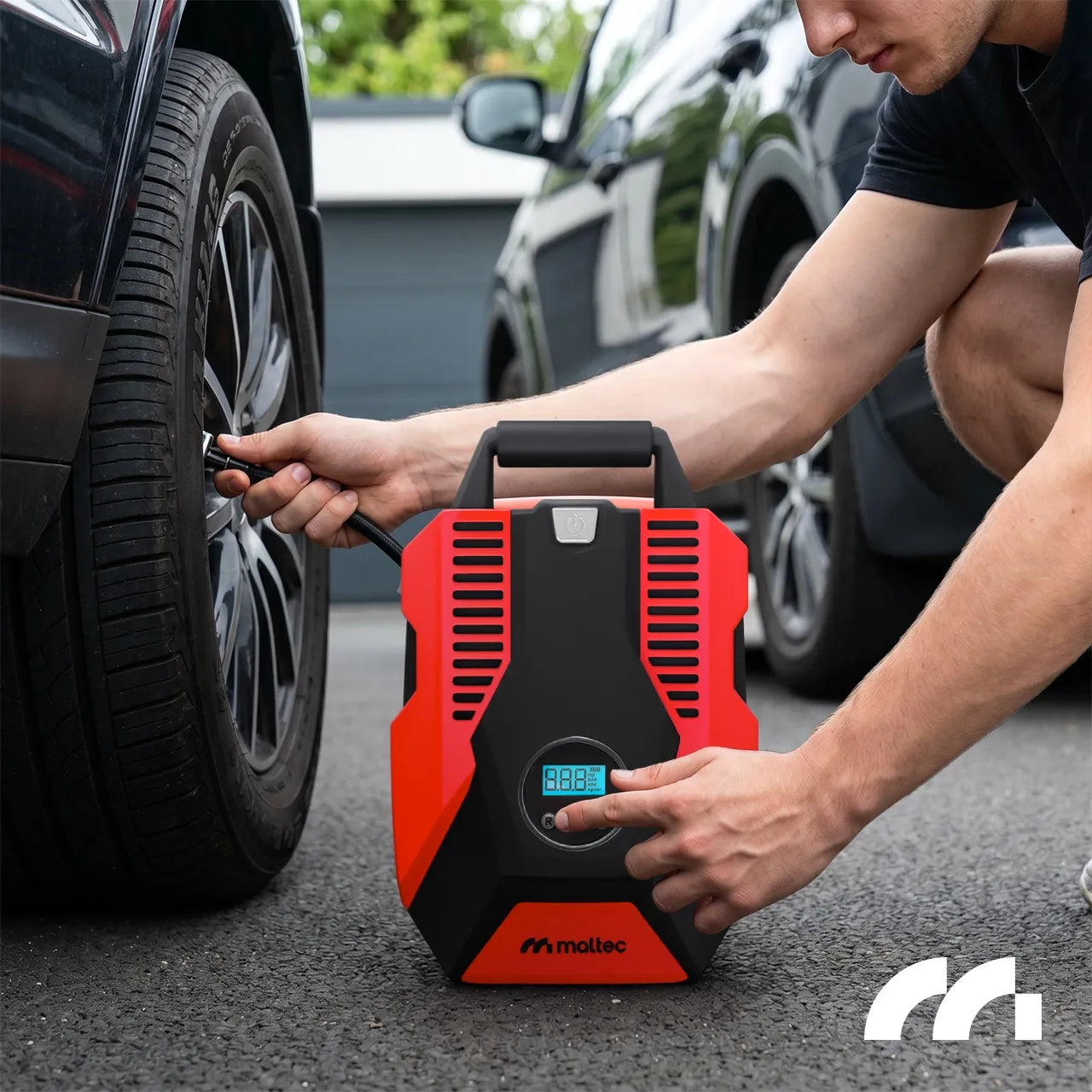 Automobilinis kompresorius 12V oro pompa nešiojama padangoms su LED žibintuvėliu