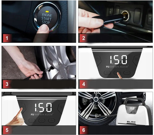 Automobilinis kompresorius BLOW 44-280# 12V nešiojama elektrinė pompa
