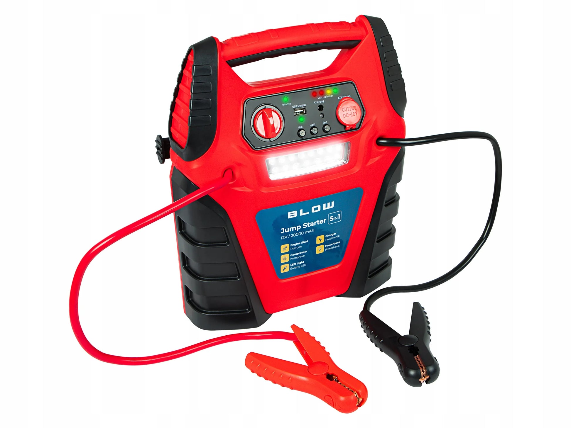 Automobilinis paleidiklis Jump Starter 5-in-1, 20000 mAh, 12V, kompresorius, „powerbank“