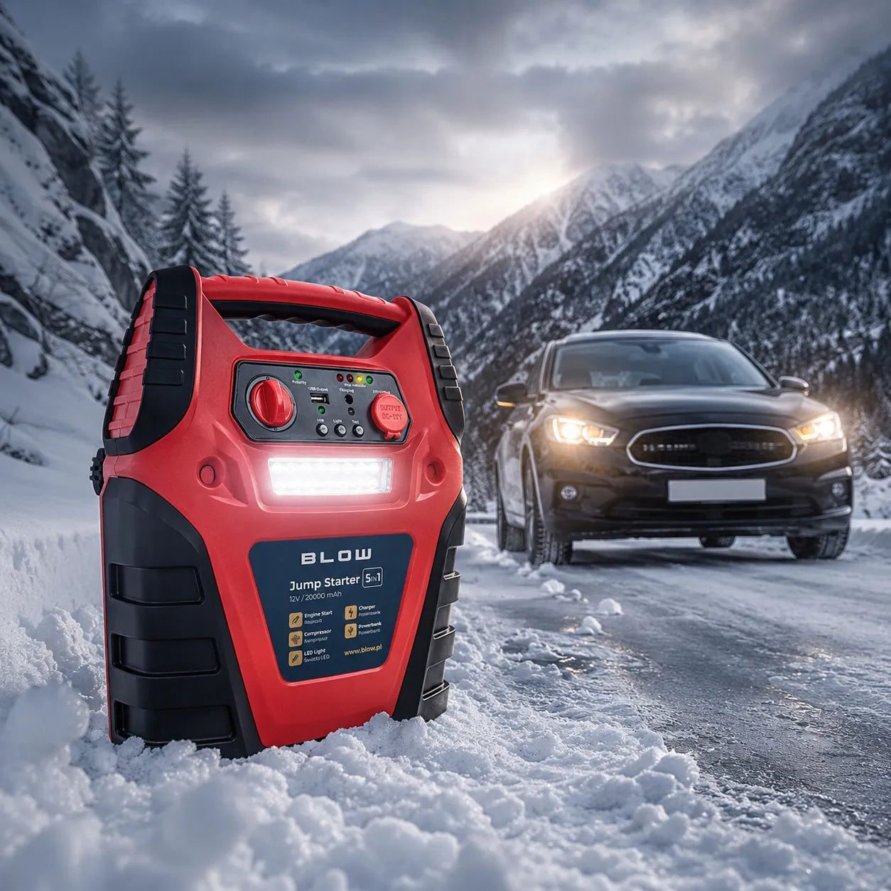 Automobilinis paleidiklis Jump Starter 5-in-1, 20000 mAh, 12V, kompresorius, „powerbank“