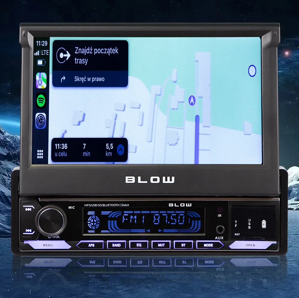 Automobilinis radijas 1-DIN 7 colių ištraukiamas jutiklinis ekranas CarPlay Android Auto