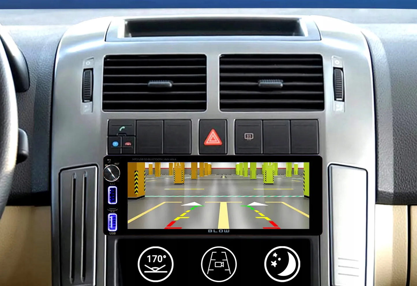 Automobilinis radijas BLOW AVH686A 1-DIN jutiklinis 6.86" Bluetooth CarPlay Android Auto