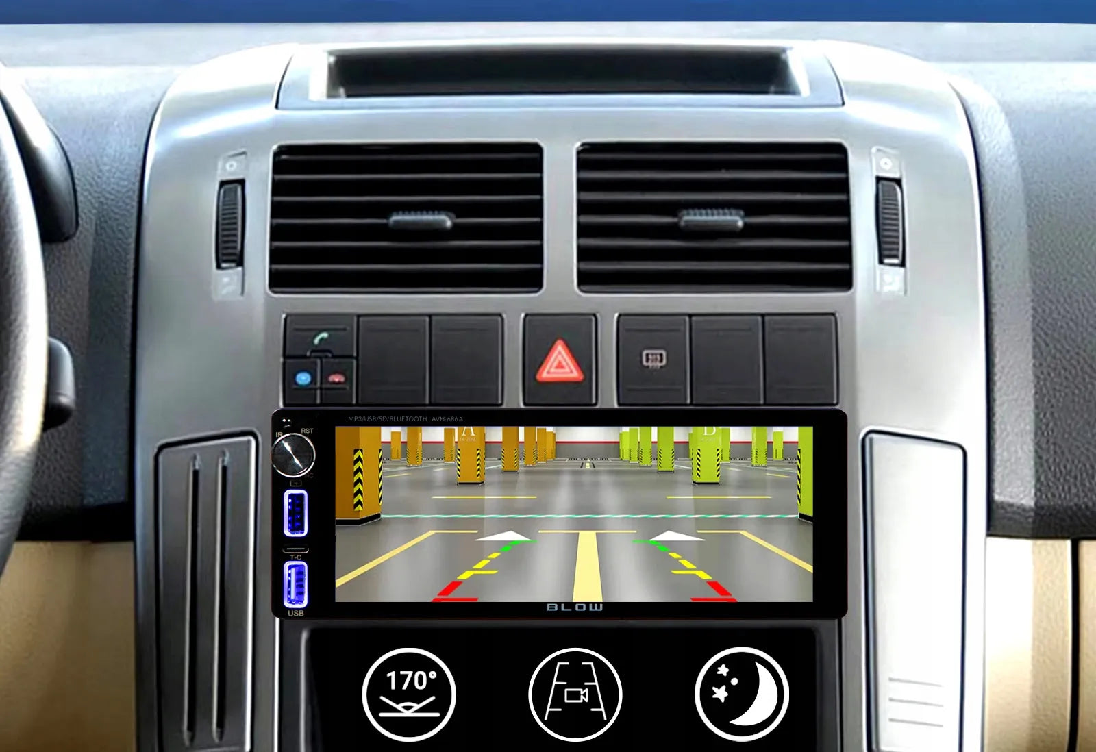Automobilinis radijas BLOW AVH686A 1-DIN jutiklinis 6.86" Bluetooth CarPlay Android Auto