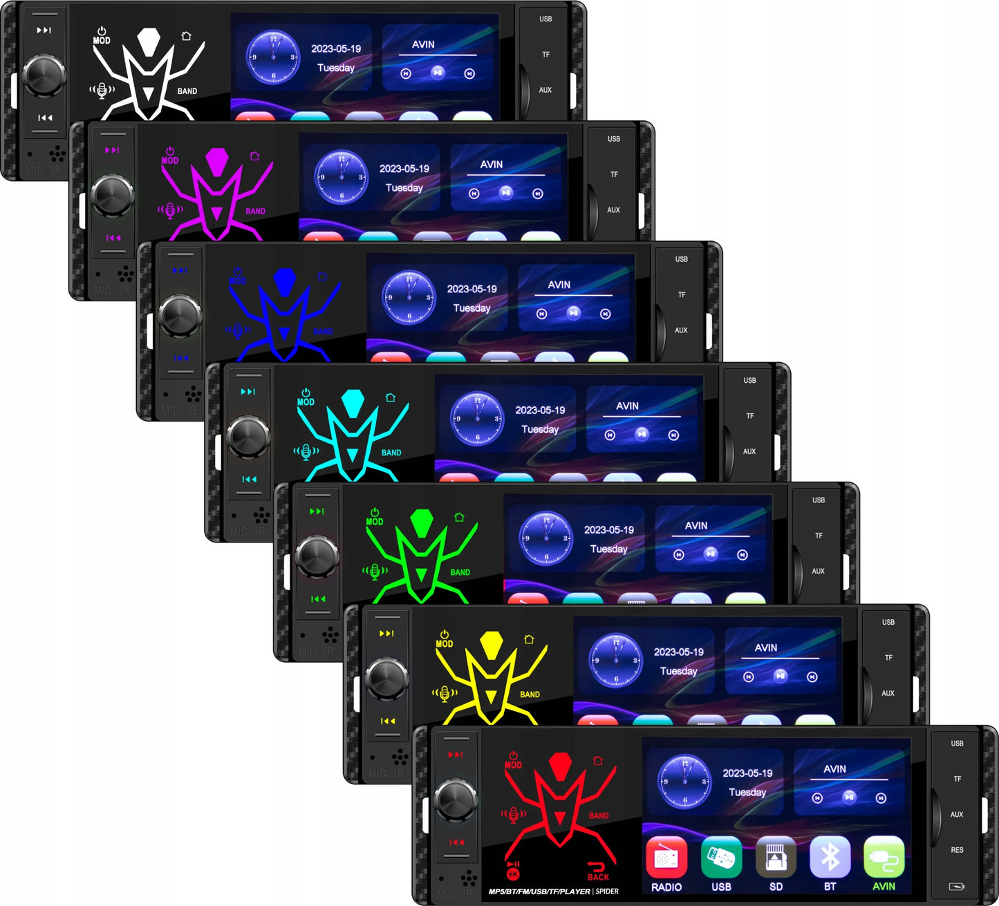 Automobilinis radijas BLOW Spider 1-DIN Bluetooth USB SD AUX jutiklinis 4 colių ekranas