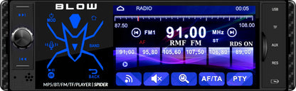 Automobilinis radijas BLOW Spider 1-DIN Bluetooth USB SD AUX jutiklinis 4 colių ekranas