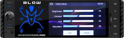 Automobilinis radijas BLOW Spider 1-DIN Bluetooth USB SD AUX jutiklinis 4 colių ekranas