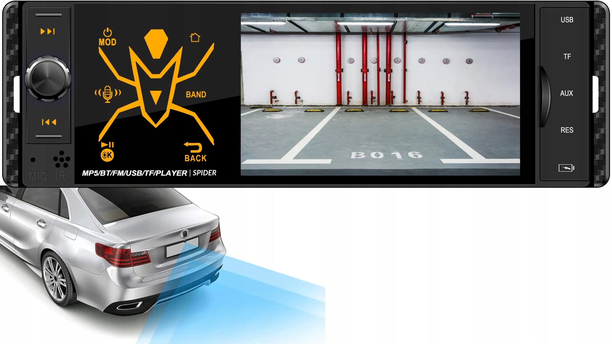 Automobilinis radijas BLOW Spider 1-DIN Bluetooth USB SD AUX jutiklinis 4 colių ekranas