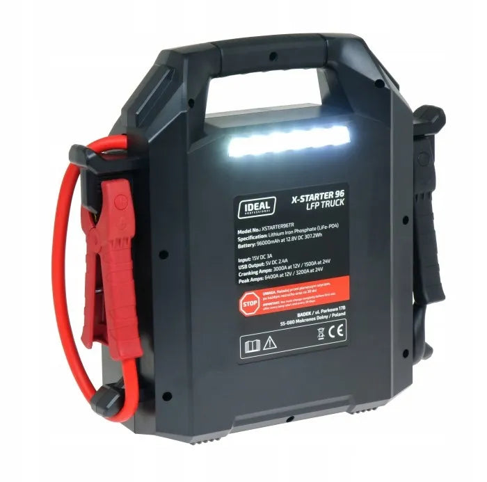 Automobilinis užvediklis Jump Starter Booster 12V 24V LiFePO4 IDEAL X-STARTER 96 TRUCK