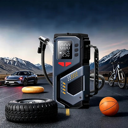 Automobilinis užvedimo įrenginys „Booster Jump Starter“ 8000mAh PowerBank kompresorius LED