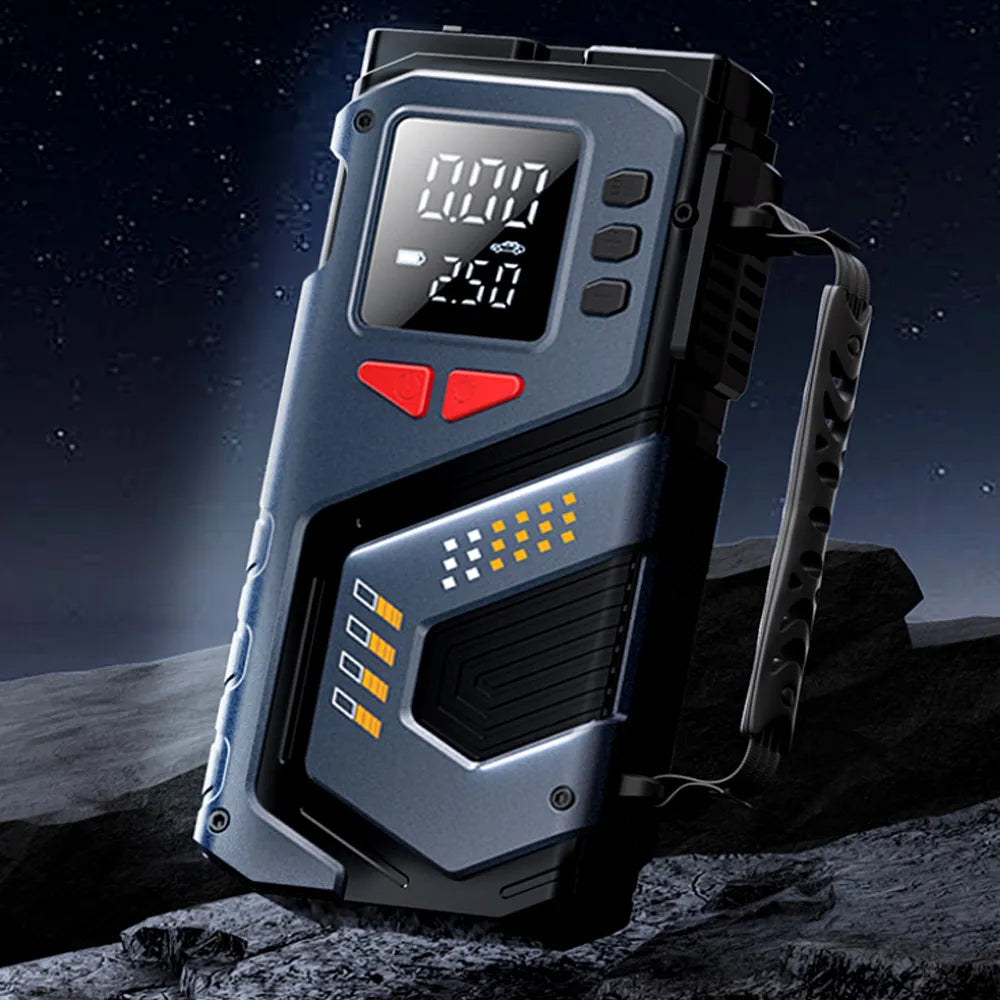 Automobilinis užvedimo įrenginys „Booster Jump Starter“ 8000mAh PowerBank kompresorius LED