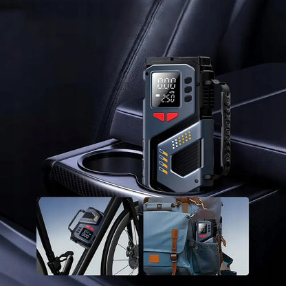 Automobilinis užvedimo įrenginys „Booster Jump Starter“ 8000mAh PowerBank kompresorius LED
