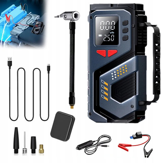 Automobilinis užvedimo įrenginys „Booster Jump Starter“ 8000mAh PowerBank kompresorius LED
