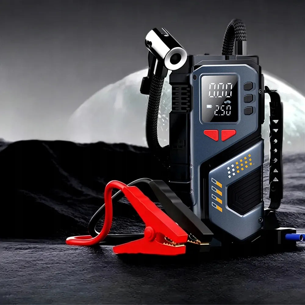 Automobilinis užvedimo įrenginys „Booster Jump Starter“ 8000mAh PowerBank kompresorius LED