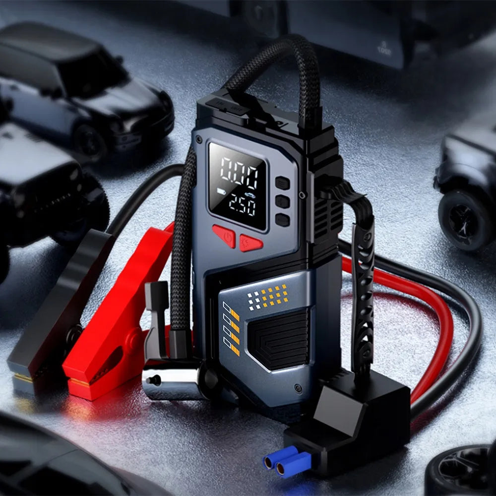 Automobilinis užvedimo įrenginys „Booster Jump Starter“ 8000mAh PowerBank kompresorius LED