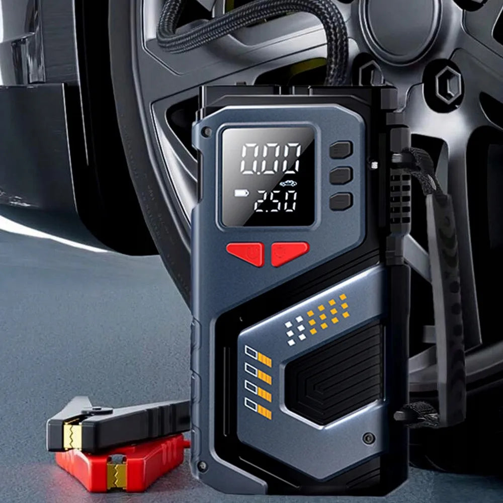 Automobilinis užvedimo įrenginys „Booster Jump Starter“ 8000mAh PowerBank kompresorius LED