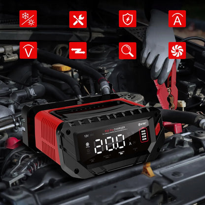 Automobilio akumuliatoriaus įkroviklis HTRC 12 V/24 V, 20 A