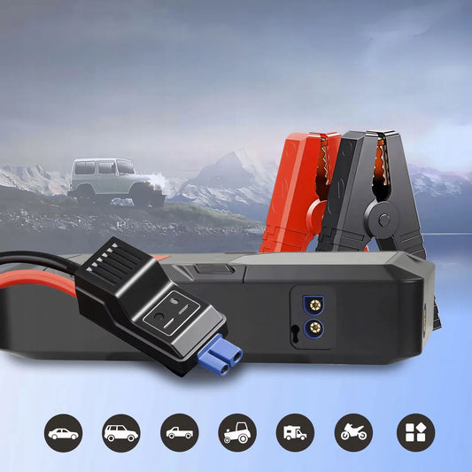 Automobilio užvedimo įrenginys su „power bank“ 12V ir išmaniuoju kompresoriumi